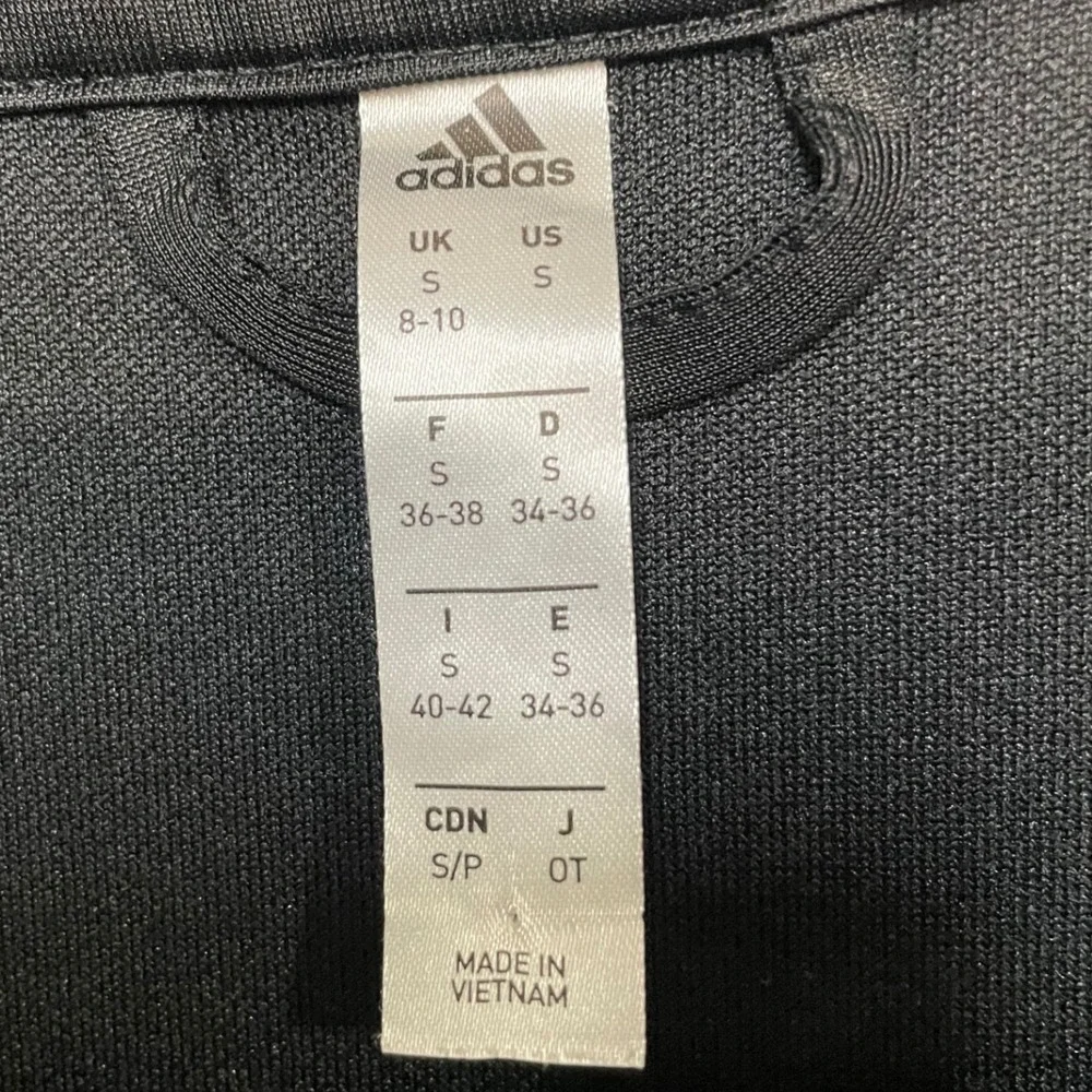 Adidas Track Jacket Black White 3 Stripe Climalite‎ Full Zip Size S